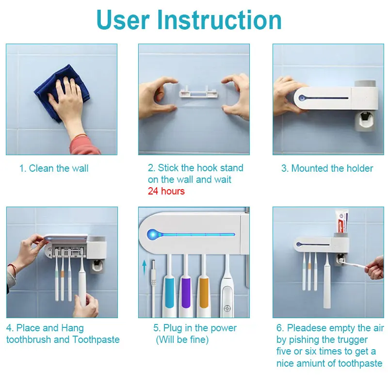 2 в 1 ультрафиолетовый свет зубная щетка стерилизатор держатель для зубной щетки автоматический комплект для зубной пасты диспенсер Домашний набор для ванной комнаты