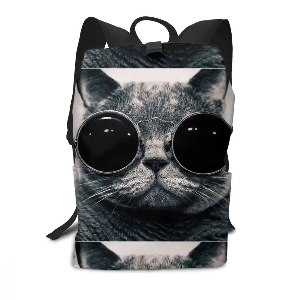 С кошкой рюкзак с кошкой рюкзаки для студентов высокое качество сумка для школы мужские-женские многофункциональные сумки - Цвет: Cat With Glasses