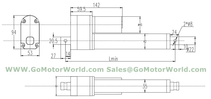LA-T6P linear actuator  drawing