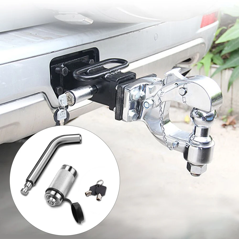 CZC AUTO Hitch Receiver Pin Lock Hitch Lock 5/8 Inch Trailer Receiver Lock for Class III IV 2 2-1/2 Inch Trailer Tongue Coupler Lock Adjustable Dia 1/4 Inch 3 Inch Effectice Length Hitch Lock Set