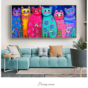 

Colorful Cats Canvas Painting Modern Pop Art Decorative Posters and Prints Cuadros Wall Art Pictures for Living Room Home Decor