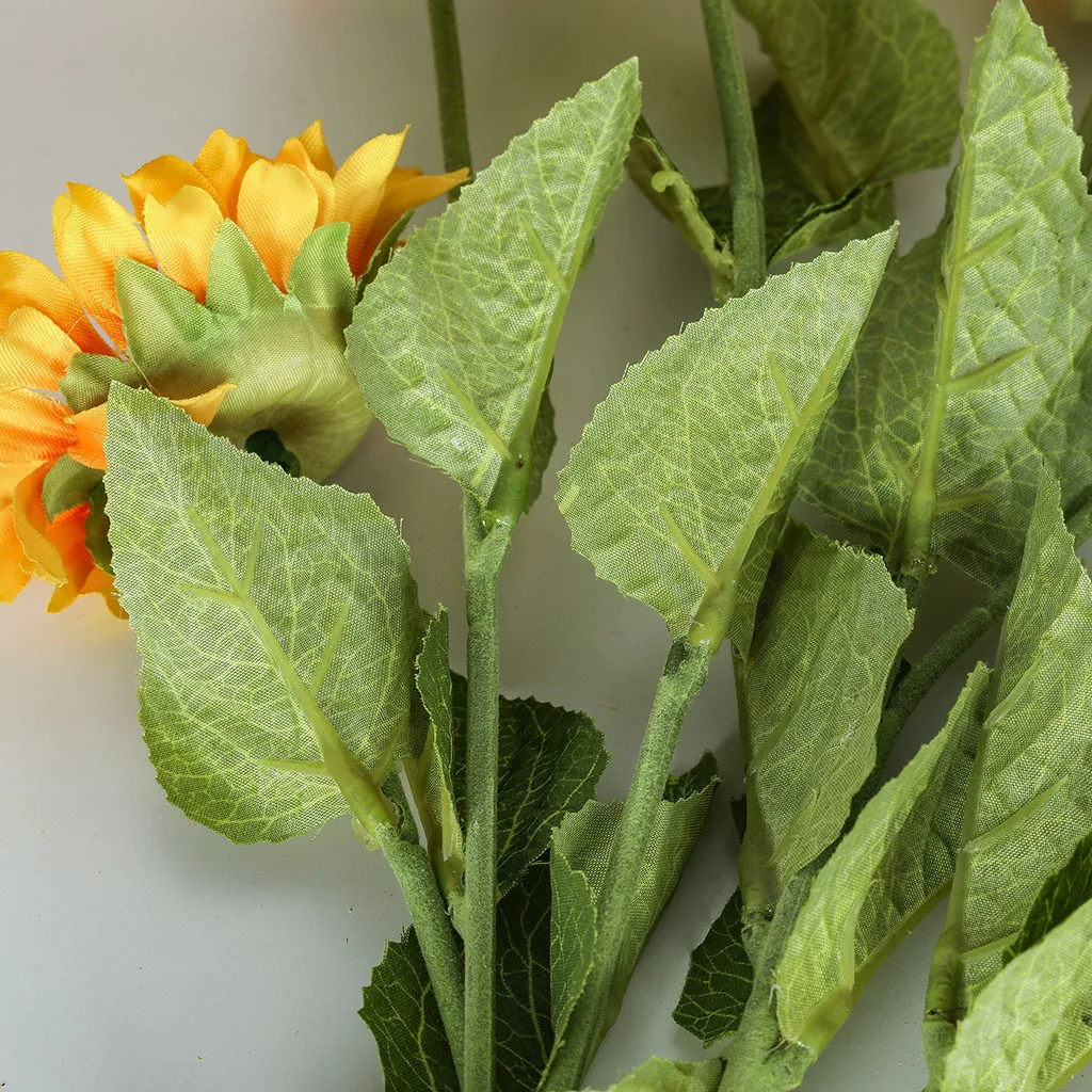 Autumn Decoration Yellow Sunflower Cloth Artificial Flowers Bouquet Bonsai For Home Wedding Decoration Office Party Garden Decor