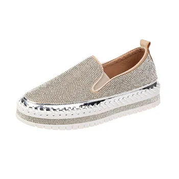 

Single Shoes Women 2020 Spring New One-pedal Thick Bottom Lazy Casual Rhinestone Women's Shoes Fashion Wild Student Shoes Tide