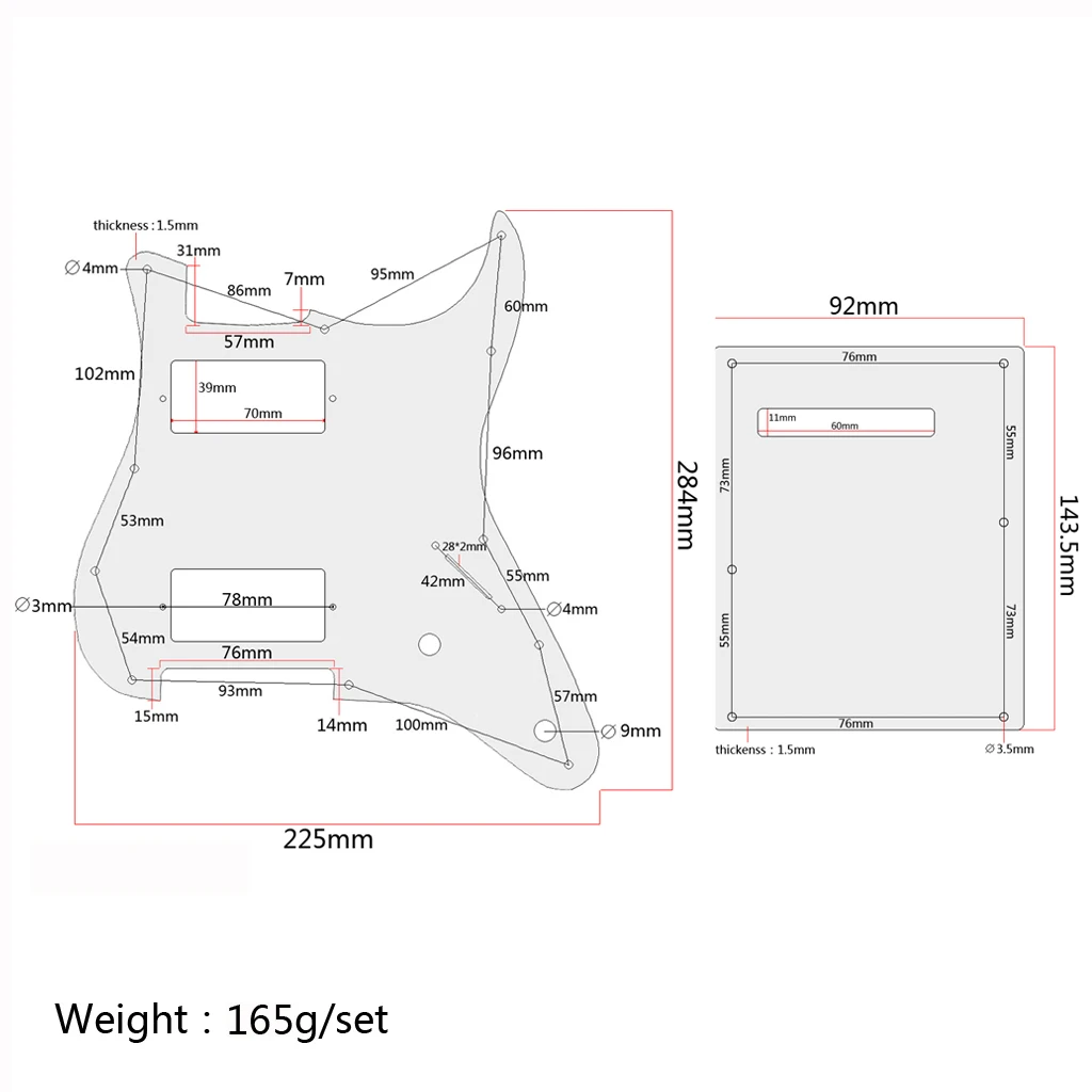 Сплав HH Pickguard щит бэкплейт для ST электрогитары части золото желтый