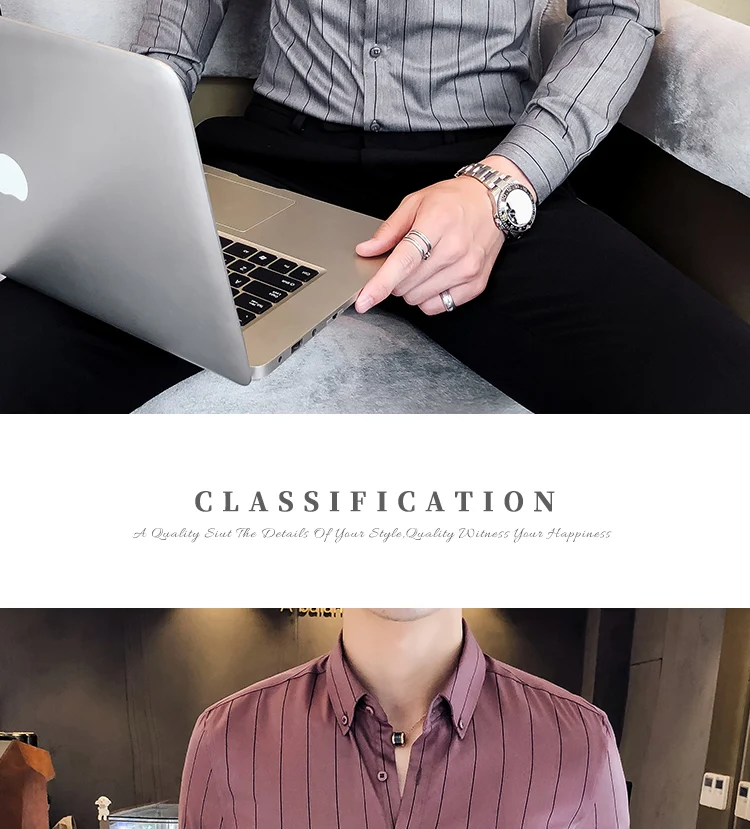 New Spring and Autumn Style Man Shirt Turn-down Collar Long-Sleeved Shirt Men Casual Stripe Shirt Camisa M-3XL