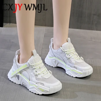

2020 New Mesh Running Shoes Women Platform Sneakers Summer Outdoor Shoe Comfortable Breathable Sneaker Genuine Leather Casual 39