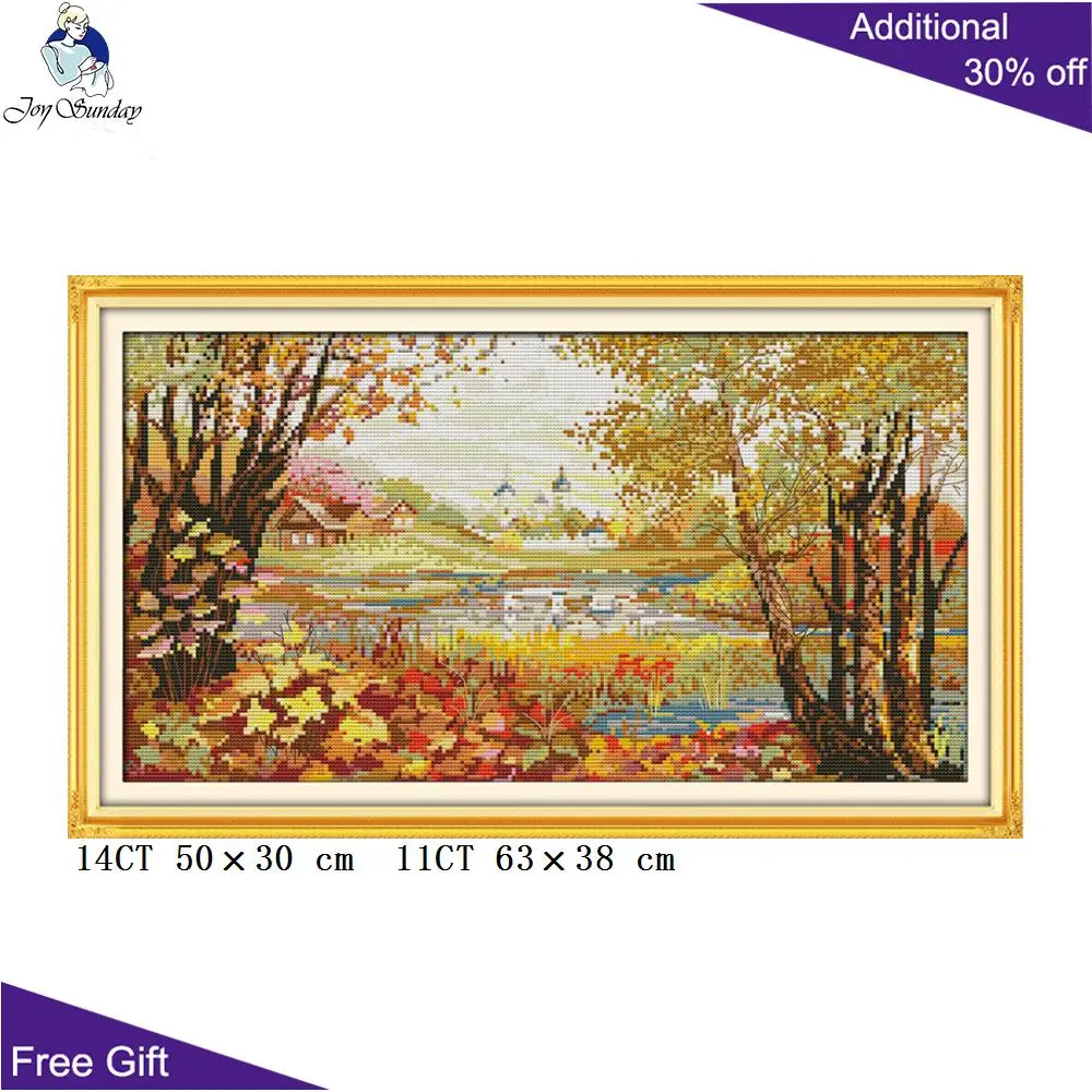 Joy Sunday Lake View вышивка крестиком F335 (2) 14CT 11CT Счетный и штампованный домашний декор