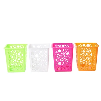 

4Pcs Hollow Square Pencil Holder Plastic Pen Pot Office Desk Container Organizer Q6PA
