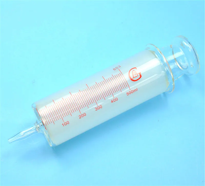 Large Glass Syringes 500ml With Glass Caliber / Ruhr Locks Caliber