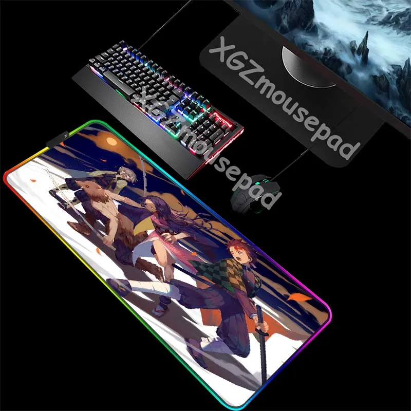 XGZ популярный аниме демон убийца Kimetsu No Yaiba пользовательский большой RGB коврик для мыши Скорость Черный замок край компьютерный стол коврик нескользящий Xxl