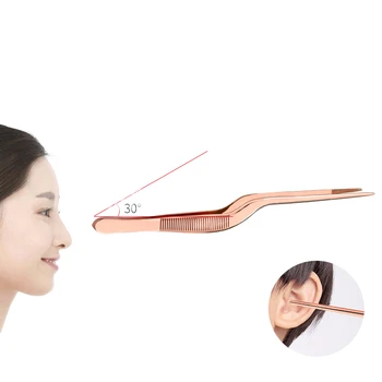 

Stainless Tweezer Curved Steel Slant Point Flat Tip Nail Ear Tweezer For Ear Cleaning Remover Wax Tools
