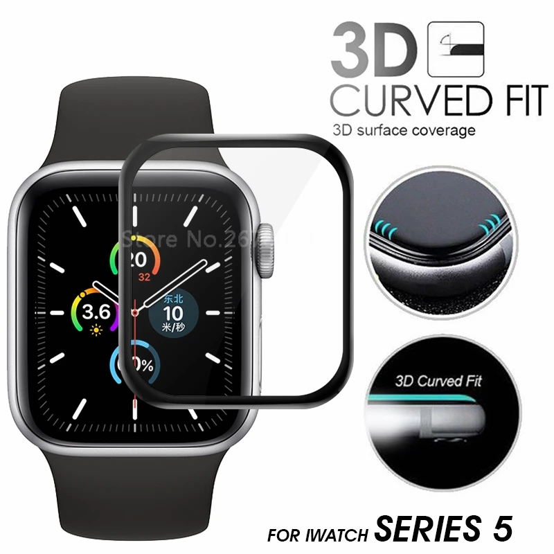 3D Полностью закаленное стекло для Apple Watch Series 5 40 44 мм защита экрана 3D Премиум взрывозащищенное стекло для iwatch 40 44 мм