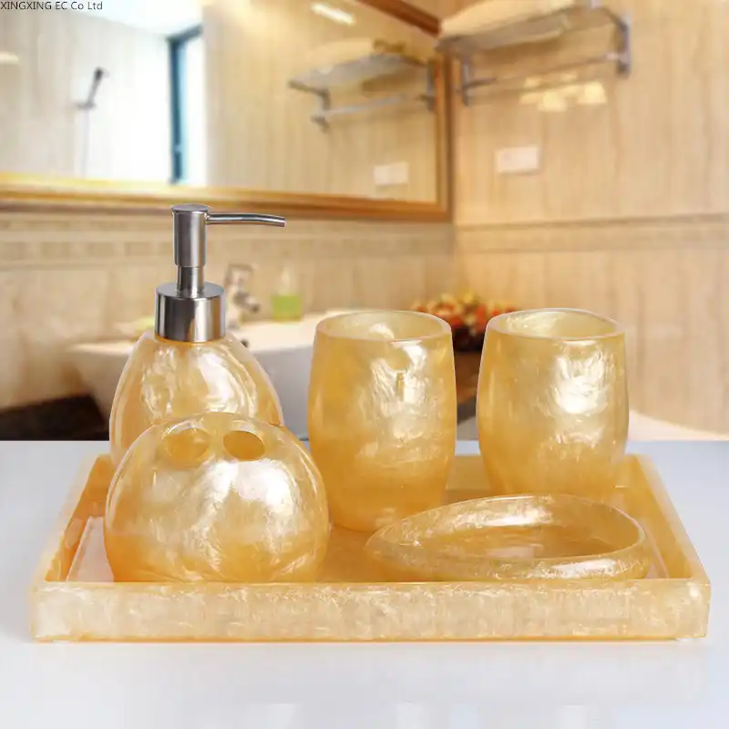 Home Bathroom Set Yellow Resin Toothbrush Holder Toothpaste Dispenser Soap Box Lotion Bottle Tray Bathroom Accessories Bathroom Accessories Sets Aliexpress