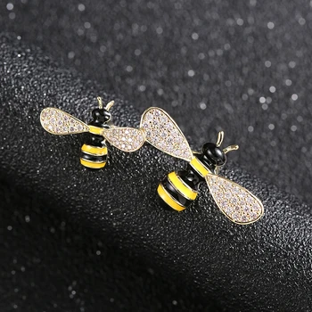 

Cute Double Bees Yellow Enamel Pins Fashion Rhinestone Crystal Brooch Vintage Insects Charming Brooches for Women Jewelry Broche