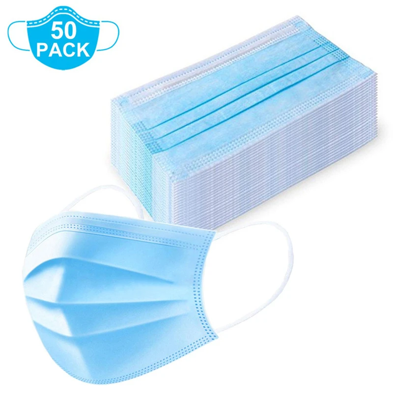 

50Pcs/Pack Disposable mask 3-Layer Non-woven Disposable Elastic Mouth Soft Breathable Flu Hygiene Face Mask as KN95 KF94