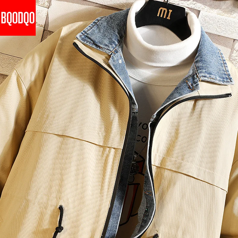 5XL Cotton Winter Jackets Parka Men Denim Collar Military Army Japanese Warm Coat Hip Hop Streetwear Thick Mens Overcoat Jackets