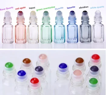 

3ml mini octagonal essential oil glass rollers bottles roll on bottle for perfume,gemstone crystal essential oil rollers bottles