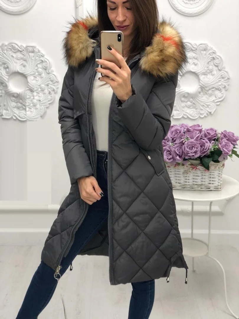 Лето 2019 хит продаж женская модная теплая пуховая одежда средней длины с