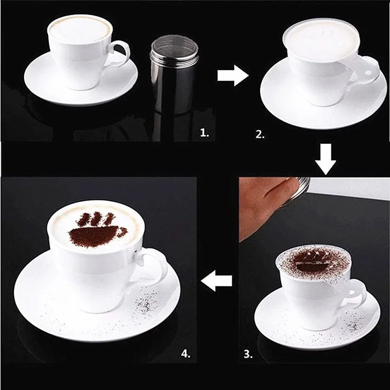 16 Uds plantillas de plástico para café Latte Cappuccino Arts Coffee Garland Mold Cake DIY herramienta de decoración para cocina y tienda 