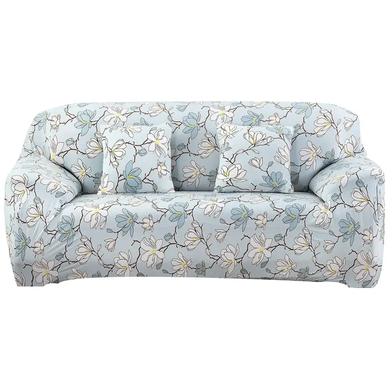 Эластичный чехол на диван для гостиной Спандекс Чехол для кресла Магия Печатный Цветочный чехол для дивана 1/2/3/4 Места - Цвет: Light Blue