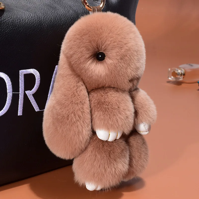 Plush Toy Plush Doll Plush Keychain Key Chain Bunny Keychain 14cm Cute Plush Bunny Keychain Women Fur Pom Pom Angel Rabbit Key Ring Hare Pompom Plush Dolls Toy Girls Bag Car Key Pendant