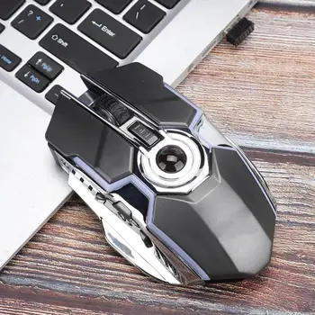 

Computer Wireless Optical Mouse Rechargeable Black ABS RGB Lighting Computer Parts 2.4G New