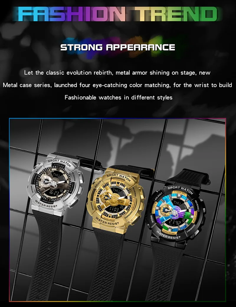 large face digital watch SANDA 2022 New Fashion Men's Watches 5ATM Waterproof Sports Military Quartz Watches for Men S Shock Male Clock relogio masculino most expensive digital watch