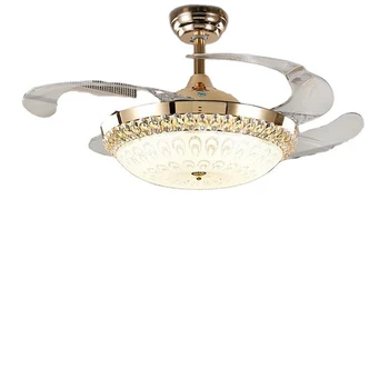 

Crystal Gold Ceiling Fans Light 36 42 inch Fan LED Remote Control Glass Ceiling fans with lights home decor