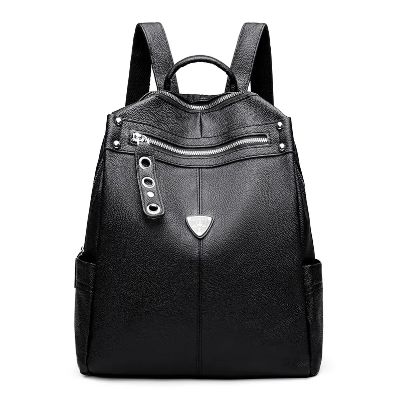 Женские рюкзаки, женская мягкая сумка из искусственной кожи, черная модная Большая вместительная женская сумка на плечо, рюкзак для путешествий - Цвет: Black