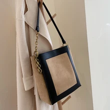 Большая вместительная женская сумка осень зима Новая модная сумка-мессенджер Ретро Матовая на одно плечо контрастная цветная сумка-тоут