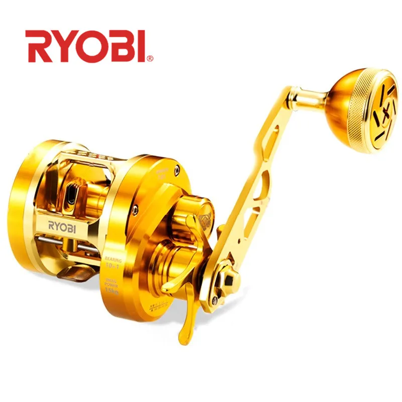 Carretel de Pesca de Água Pesca ao Corrico Ryobi Varius Lento Jigging Carretéis Max Arraste 15kg Engrenagem Ratio7.0:1 Salgada