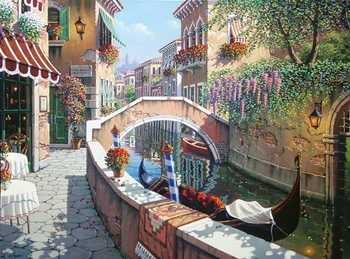 

14CT/16/18/27/28/25 CROSS STITCH Lover scenery Cross Stitch 100% EGYPT cotton threads R5973 scenic Bridge