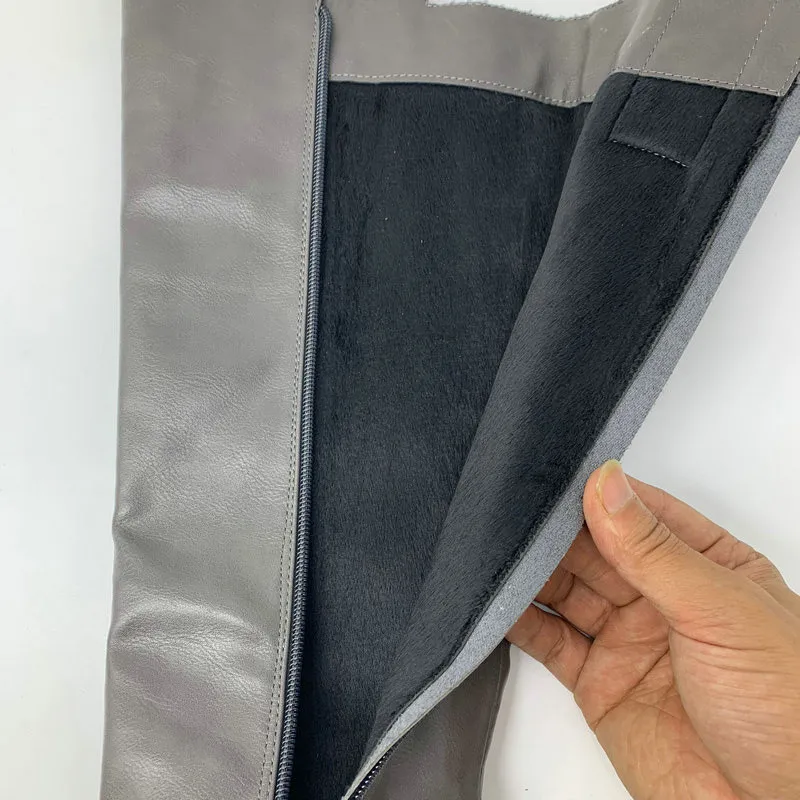 Женские офисные сапоги до колена классические из искусственной кожи на высоком