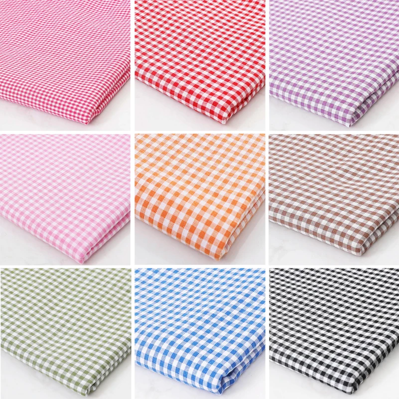 Pure Cotton Plaid fabric Rainbow For Sewing Shirt Clothing Skirt - Main Image