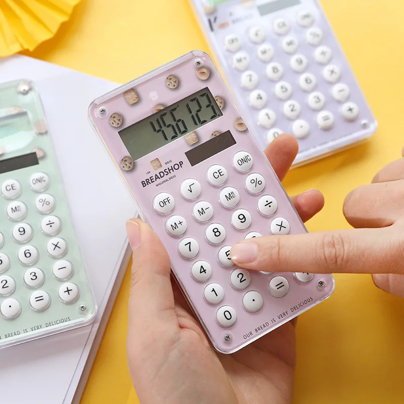 Портативный Модный калькулятор для учеников начальной школы с милой мультяшной девочкой мини-компьютер Солнечная труба милый калькулятор