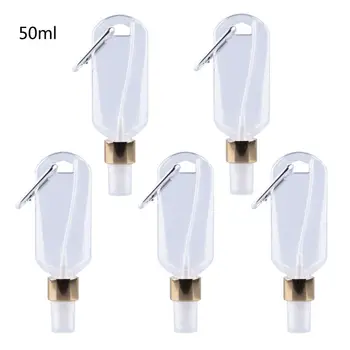 

v5Pcs 50ml Reusable Portable Mini Alcohol Spray Bottle Hand Sanitizer Travel Small Holder Hook Keychain Carrier Bottles