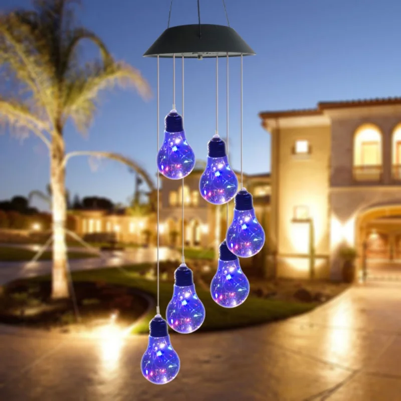

Portable Solar Powered LED Wind Chime Light Changing Spiral Spinner Windchime Outdoor decoration Windmill Craft decor