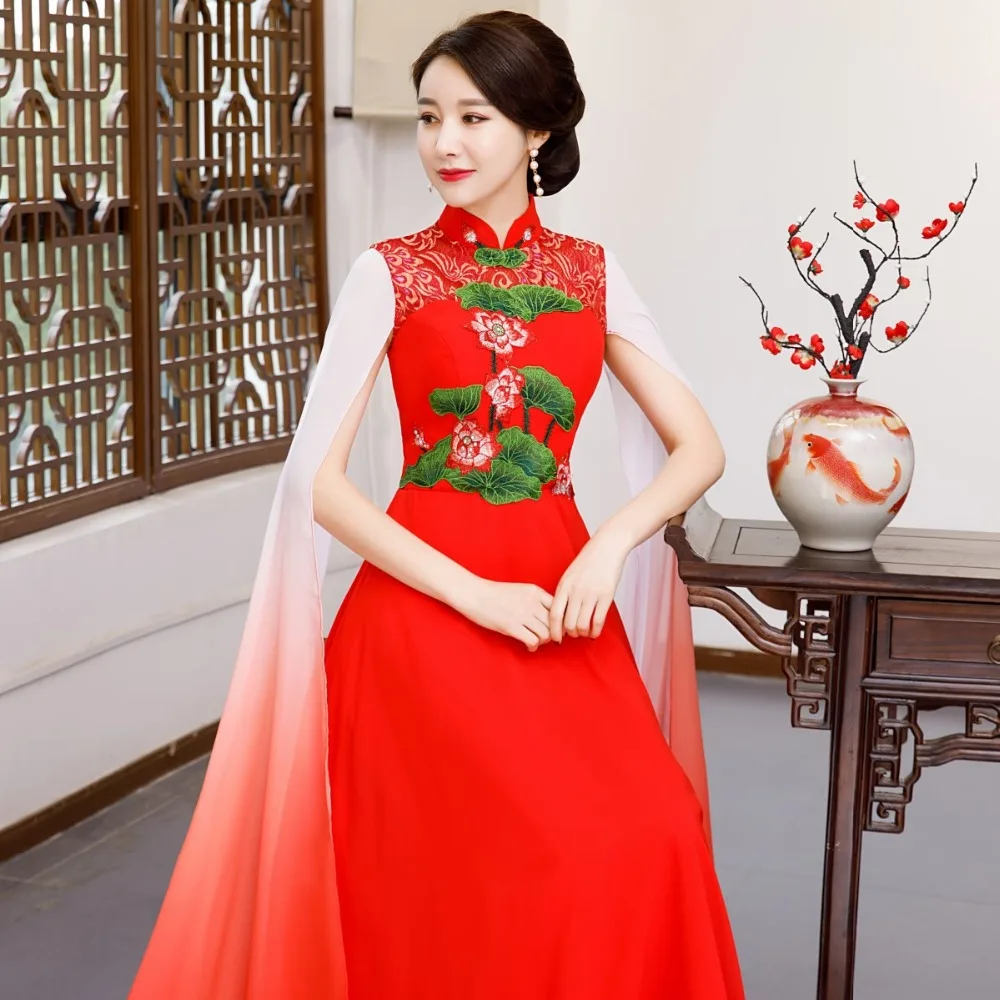 Свадебное длинное платье, Ретро стиль, вечерние платья Cheongsam, Восточное вечернее платье, китайское традиционное женское элегантное красное платье Qipao, сексуальное платье qipao