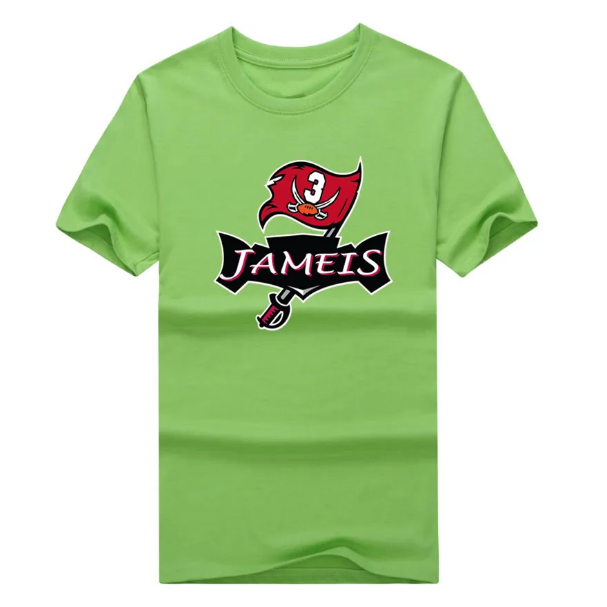 Новинка, Красная футболка с надписью "Bucs Logo" и надписью "Jameis", хлопок, футболка с коротким рукавом, 1019-2 - Цвет: 9