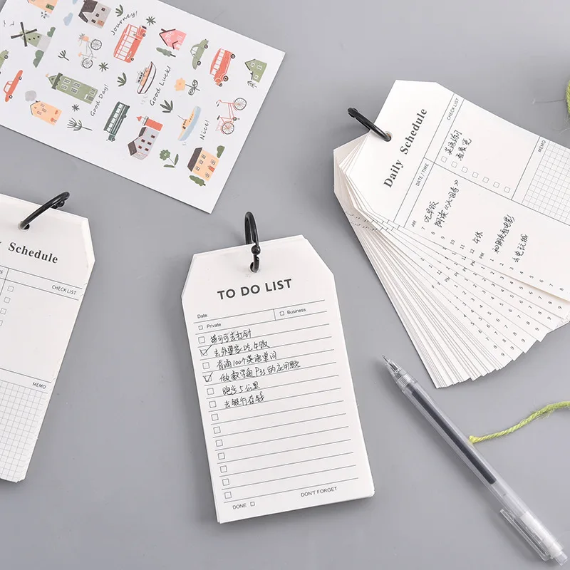 Creative Stationery Ring Button Schedule Planner, Multi-functional Portable Memo, Loose-leaf Note Pad,  Binder Notebook  Agenda
