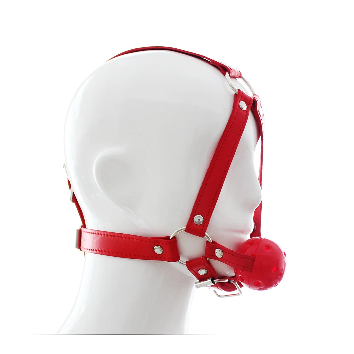 Masque De Bondage En PU Cuir Avec O-rings - Amovible, Pour Couples, BDSM, Neuf