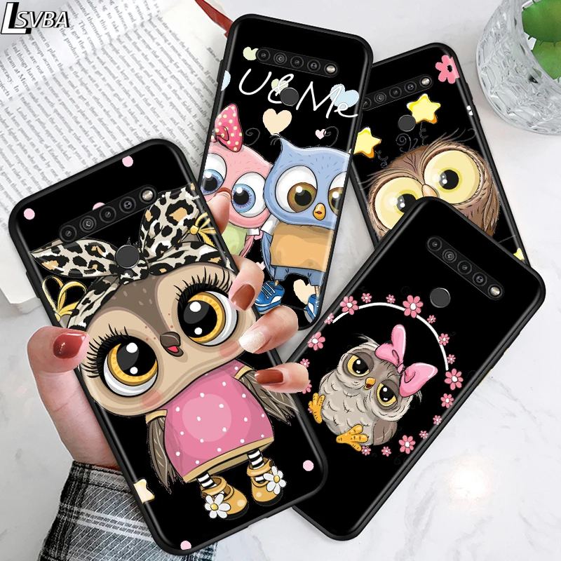 Lovely Animal Owl for LG G8 G8S G8X V30 V35 V40 V50 V60 ThinQ Q60 K40 K50 K30 K41 K51 K61 K71 K22 Black Phone Case | Мобильные