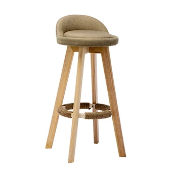 

Solid wood bar stool European bar chair retro rotating high stool creative modern minimalist back bar stool