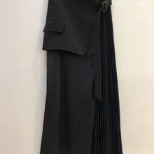 Новая модная женская плиссированная юбка поддельные две части миди юбка-пачка