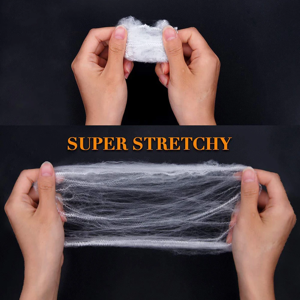 Halloween 20-300g White Spider Web With 2-60pcs Spiders Halloween Decoration Props Stretchy Cobweb Haunted House