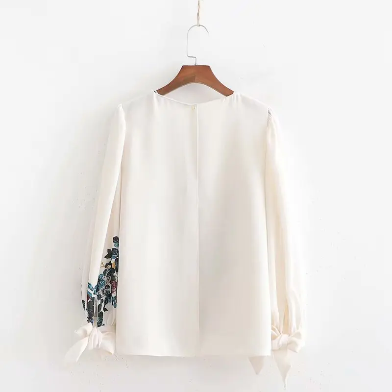 Women Flora Printed Long Sleeve Loose Style Pullover Blouse Chic Casual Spring Fall Fashion New Top Vintage Women's Blouse Shirt