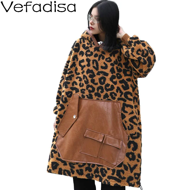 Vefadisa Patchwork Leopard Print Sweatshirt Women