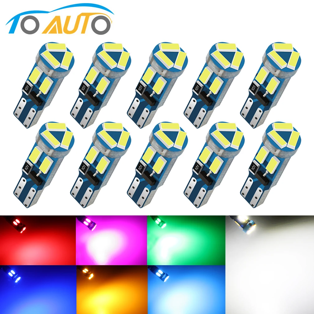Светодиодная лампочка T5 W3W W1.2W 4014 7SMD для приборной панели, автомобильная светодиодная лампа с индикатором нагрева, лампочка светильник инструмент: клин, 10 шт.