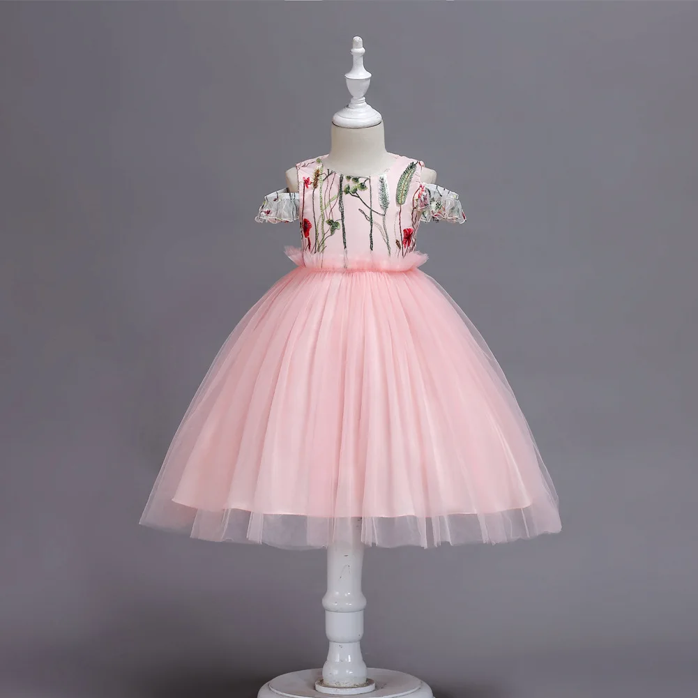 Korean-style Childrenswear Girls Red Embroidered Dress Children Gauze Tutu Children Princess Dress
