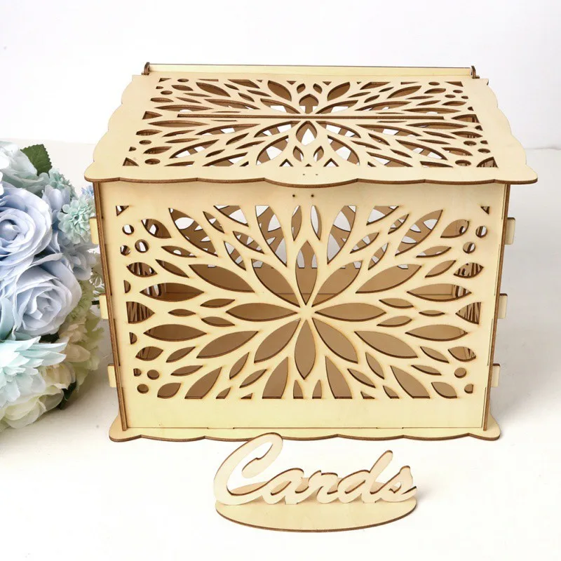 C DIY деревянная свадебная открытка, коробка для денег, великолепное свадебное украшение, товары для дня рождения, украшения комнаты - Цвет: C